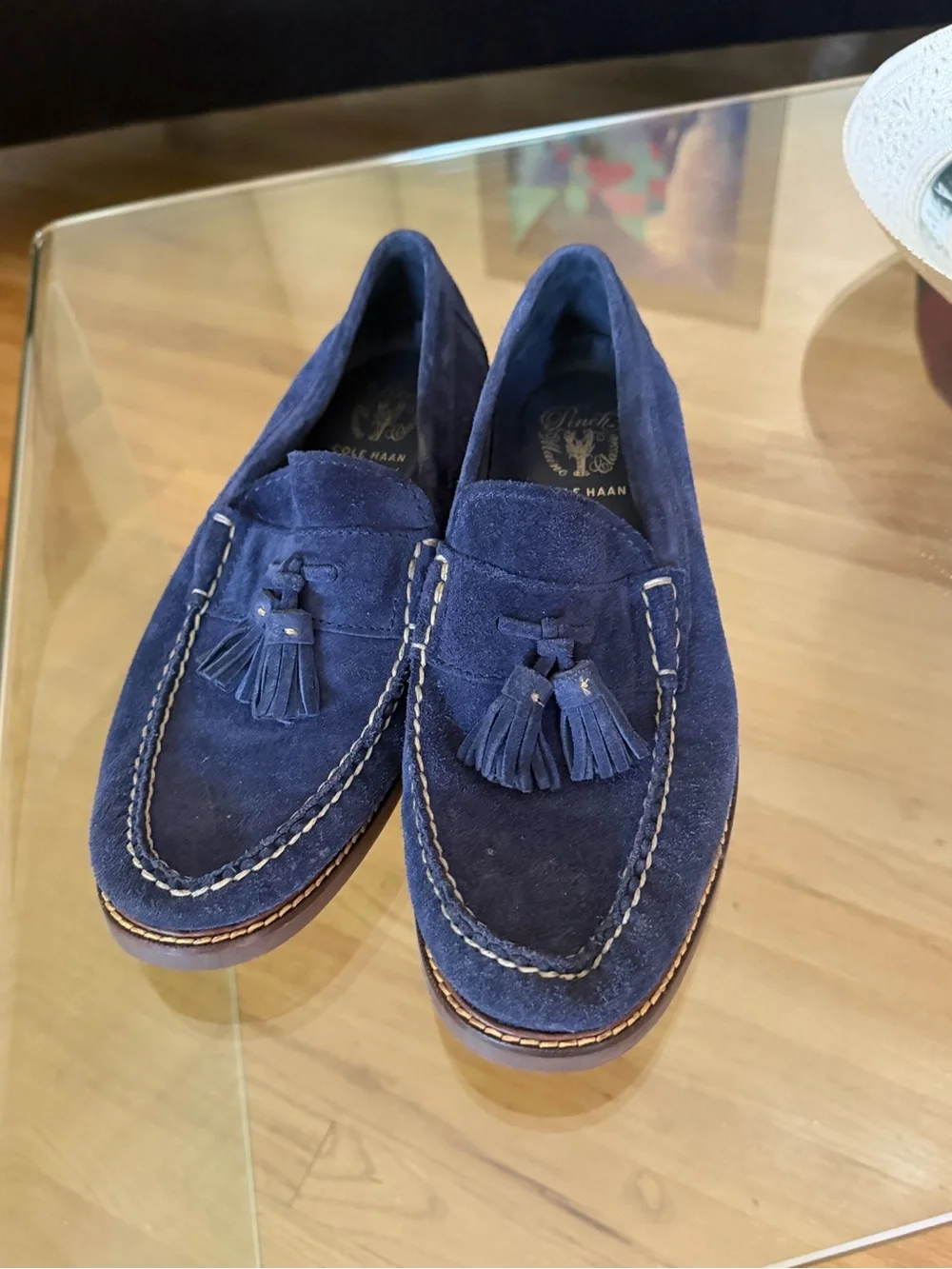 Cole Haan Navy Suede Tassel Oxfords